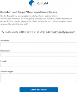 yink.com Deutschland Kontakformular